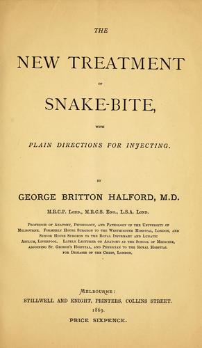 Cover for The new treatment of snake-bite