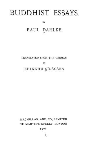 Cover for Buddhist essays