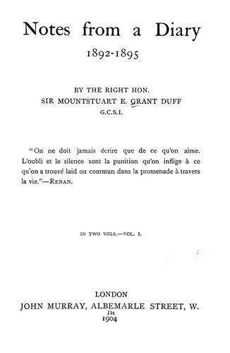 Cover for Notes form a diary, 1892-1895