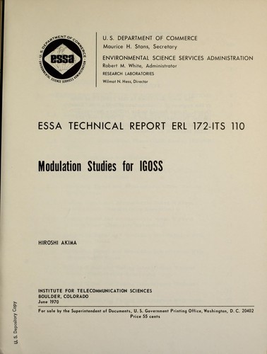 Cover for Modulation studies for IGOSS