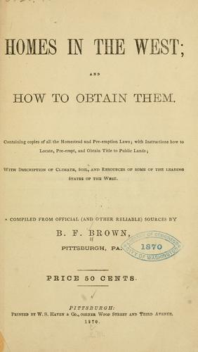 Cover for Homes in the West; and how to obtain them