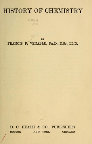 Cover for History of chemistry...