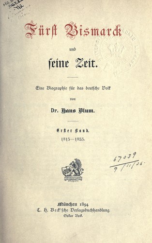 Cover for Fürst Bismarck und seine Zeit