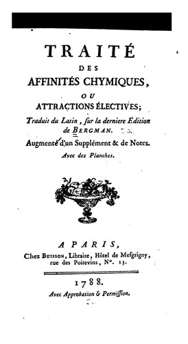 Cover for Traité des affinités chymiques, ou Attractions électives