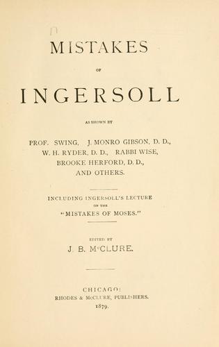 Cover for Mistakes of Ingersoll and his answers complete