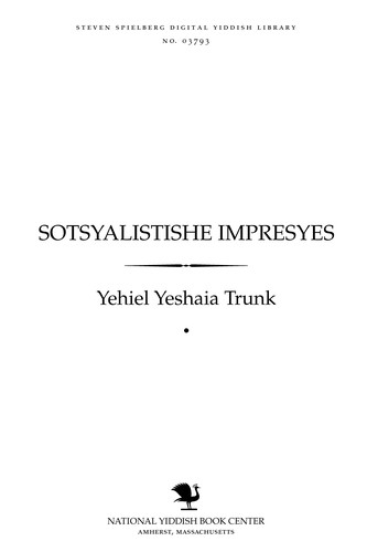 Cover for Sotsyalisṭishe impresyes