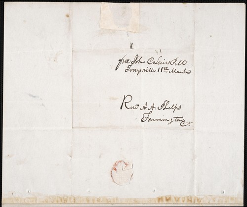 Cover for [Letter to] Rev A A Phelps, Dear Sir