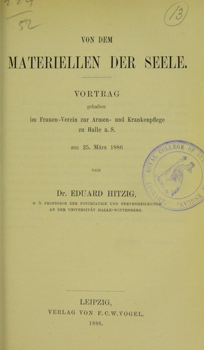 Cover for Von dem Materiellen der Seele