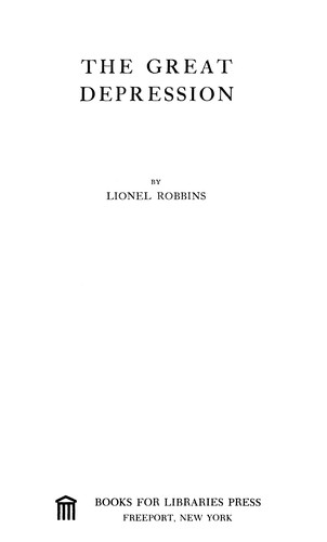 Cover for The great depression