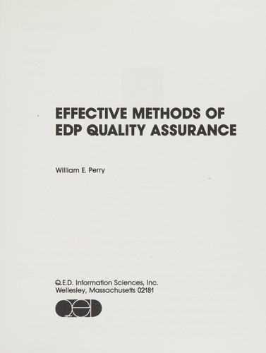 Cover for Effective methods of EDP quality assurance