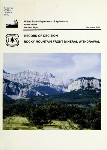 Cover for Record of decision, Rocky Mountain front mineral withdrawal