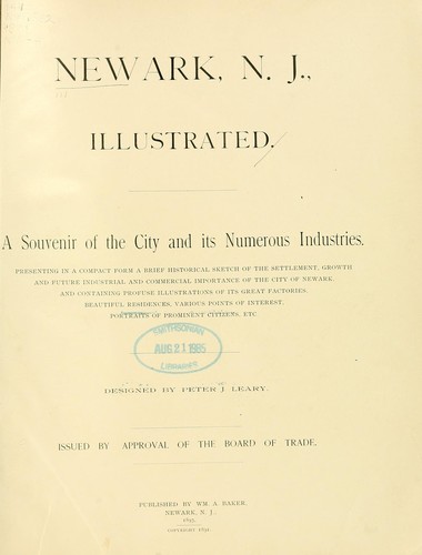 Cover for Newark, N. J. illustrated