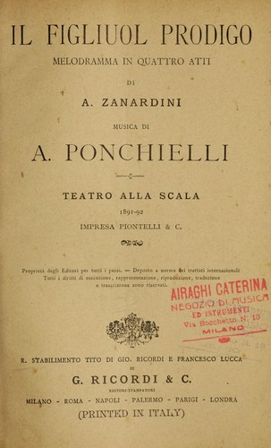Cover for Il figliuol prodigo