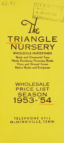Cover for Wholesale price list, season 1953-'54