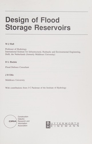 Cover for Design of flood storage reservoirs