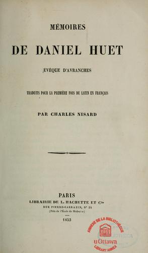 Cover for Mémoires de Daniel Huet, évêque d'Avranches