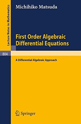 Cover for First Order Algebraic Differential Equations: A Differential Algebraic Approach (Lecture Notes in Mathematics)