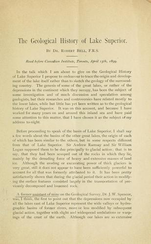 Cover for The geological history of Lake Superior
