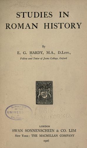 Cover for Studies in Roman history