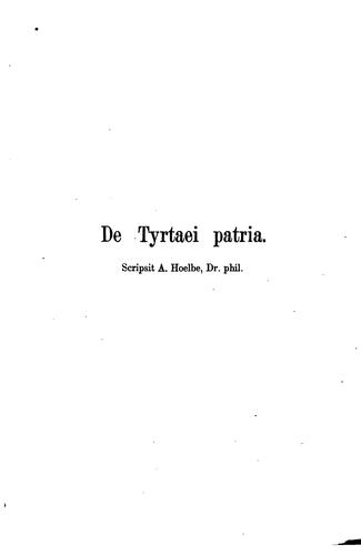 Cover for De Tyrtaei patria