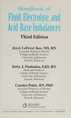 Cover for Handbook of fluid, electrolyte, and acid-base imbalances