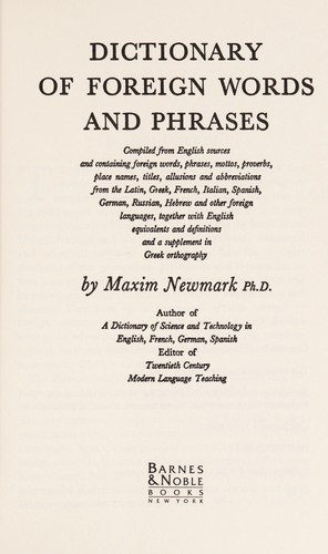 Cover for Dictionary of foreign words and phrases