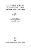 Cover for Balthasar Rüssow als Humanist und Geschichtsschreiber