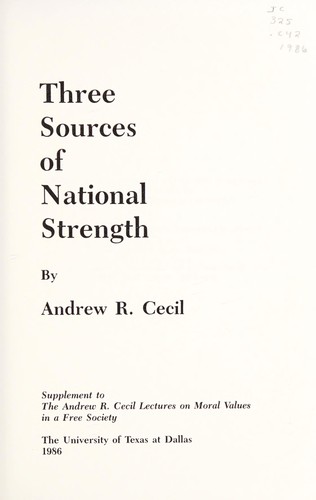 Cover for Three sources of national strength