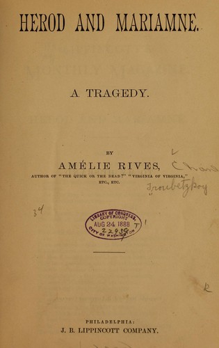 Cover for Herod and Mariamne