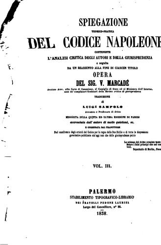 Cover for Spiegazione teorico-pratica del Codice napoleone contenente l'analisi ...