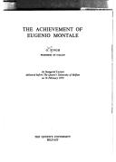 Cover for achievement of Eugenio Montale