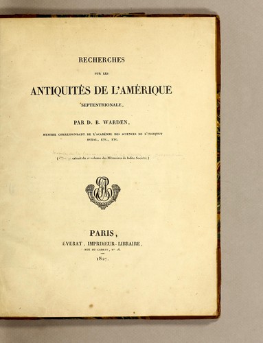 Cover for Recherches sur les antiquités de l'Amérique septentrionale