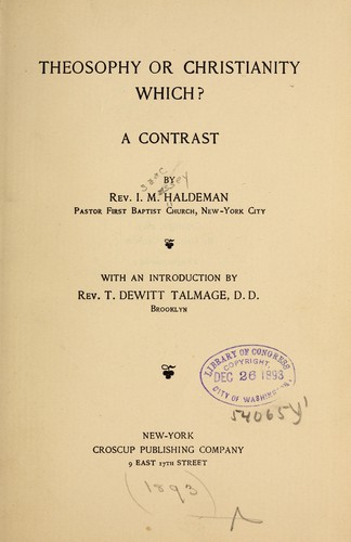 Cover for Theosophy or Christianity - which ?