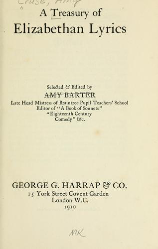 Cover for A treasury of Elizabethan lyrics