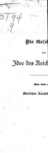 Cover for Die Geschichte der Idee des Reiches Gottes