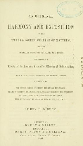 Cover for An original harmony and exposition of the twenty-fourth chapter of Matthew
