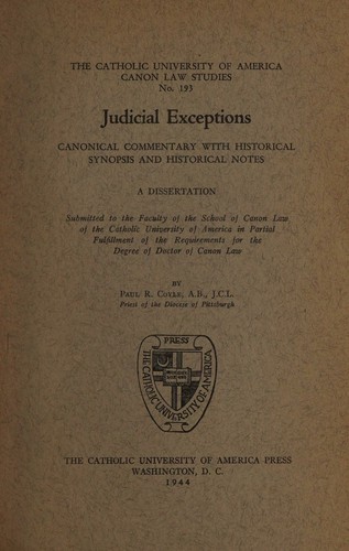 Cover for Judicial  Exceptions