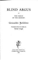 Cover for Blind Argus, or, The fables of the memory