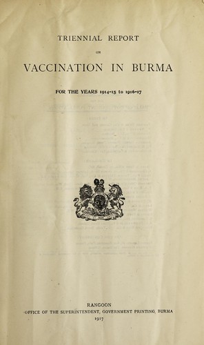 Cover for Triennial report on vaccination in Burma