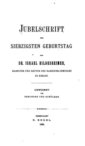 Cover for Jubelschrift zum siebzigsten Geburtstag