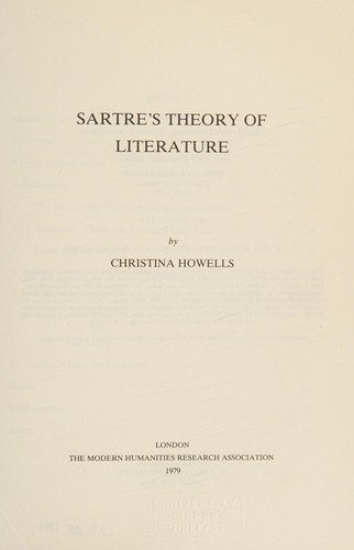 Cover for Sartre's theory of literature