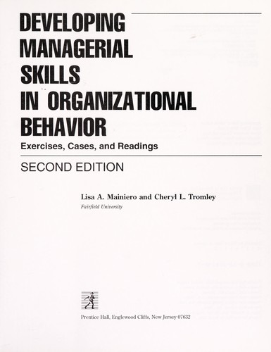 Cover for Developing managerial skills in organizational behavior