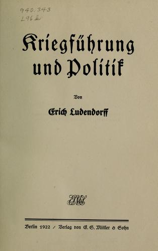 Cover for Kriegführung und politik