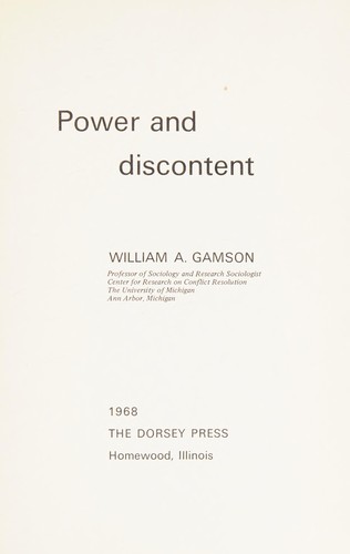 Cover for Power and Discontent