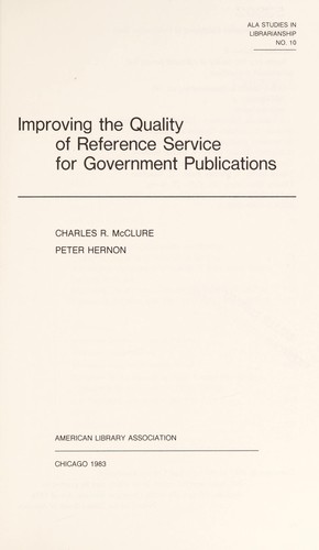 Cover for Improving the quality of reference service for government publications