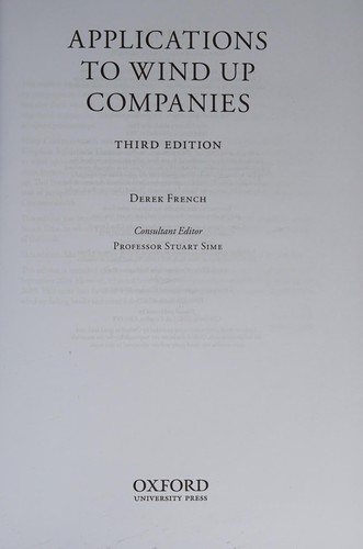 Cover for Applications to Wind up Companies