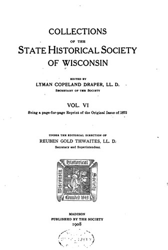 Cover for Collections of the State Historical Society of Wisconsin