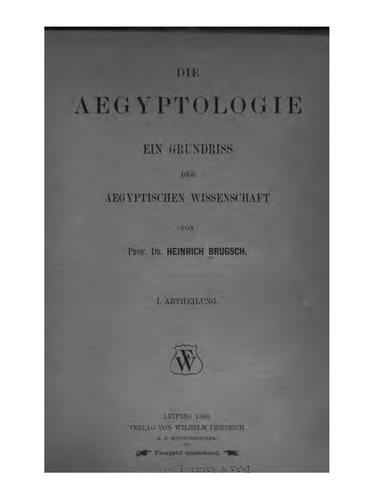 Cover for Die aegyptologie.