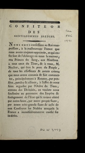 Cover for Confiteor des gentilhommes bretons