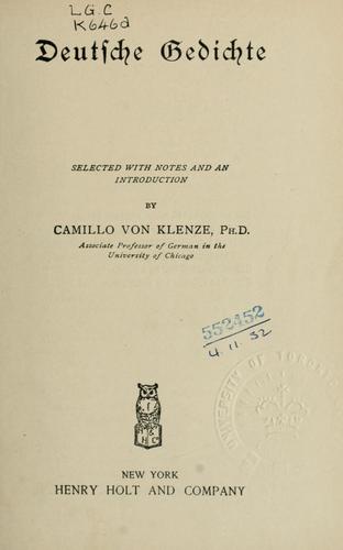 Cover for Deutsche Gedichte